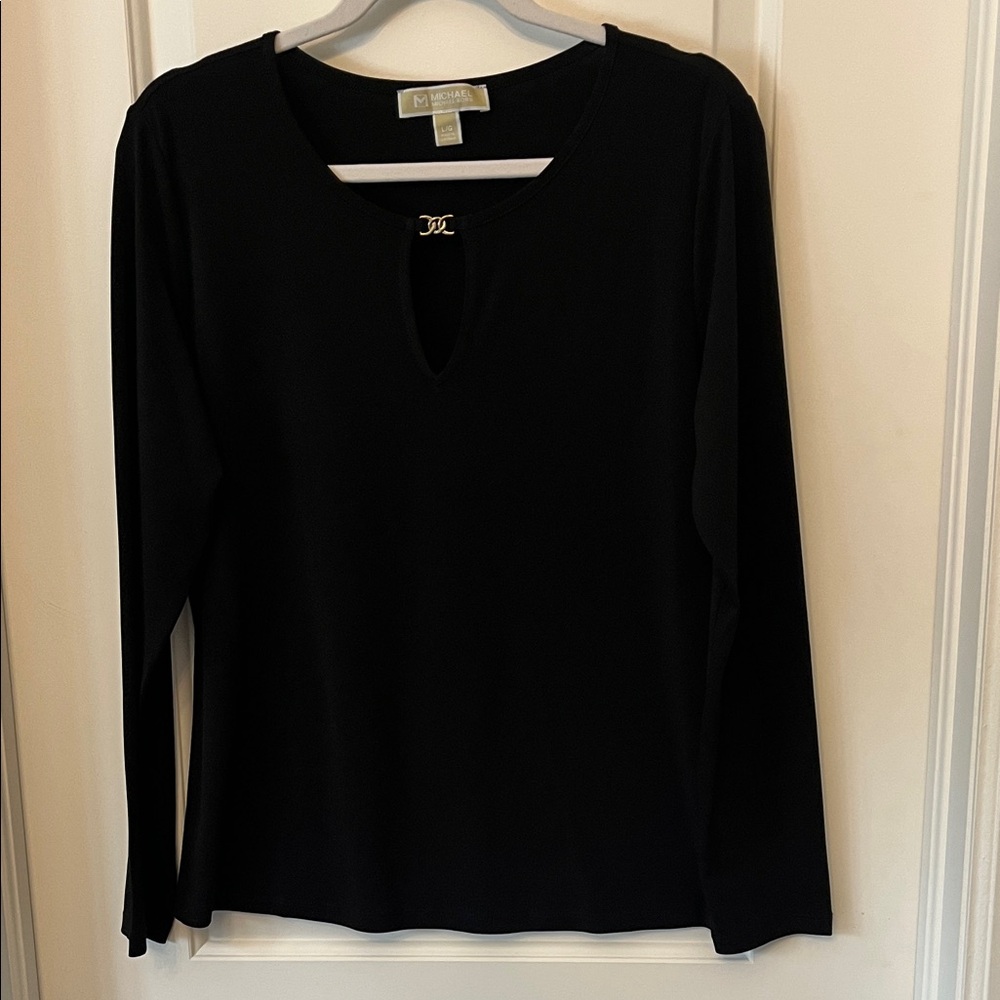 MICHAEL Michael Kors Black Long Sleeve Top with Keyhole